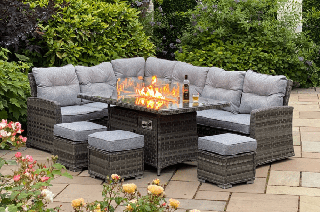 Pembrook Chatsworth Casual Sofa Dining Set with Fire Pit – Trowell