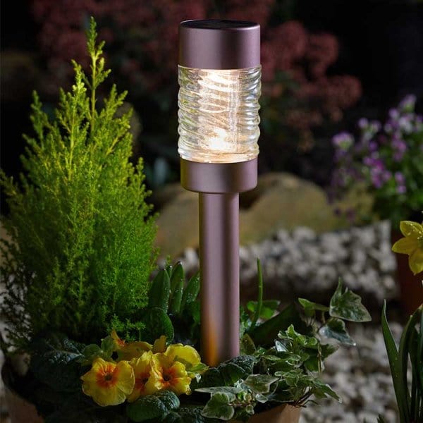 Smart Solar Martini Stake Light Rose Gold Trowell Garden Centre