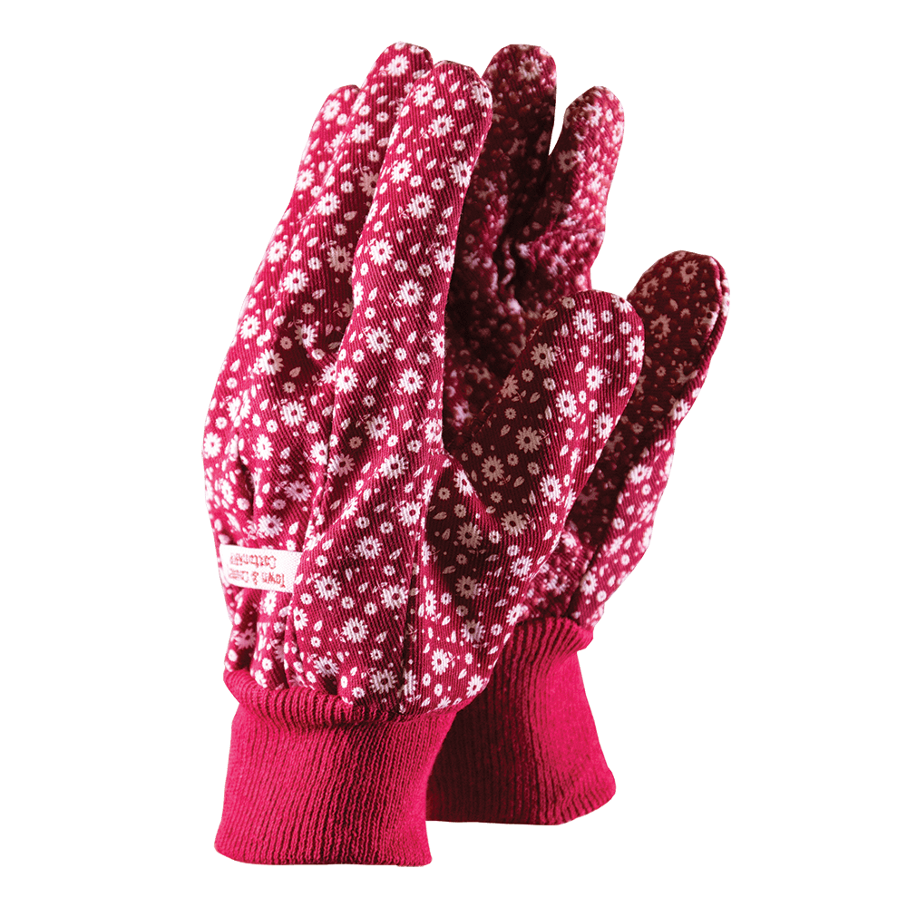 town & country gardening gloves Town & Country Cotton Grip Gloves Red Medium – Trowell Garden Centre