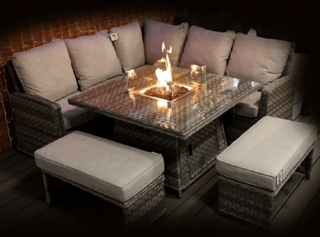 Pembrook Chatsworth Firepit Garden Furniture Set Dark Grey Trowell