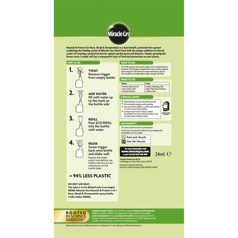 Miracle-Gro 2 in 1 Nourish & Protect Rose, Shrubs & Ornamental Plant Food Eco-Refill