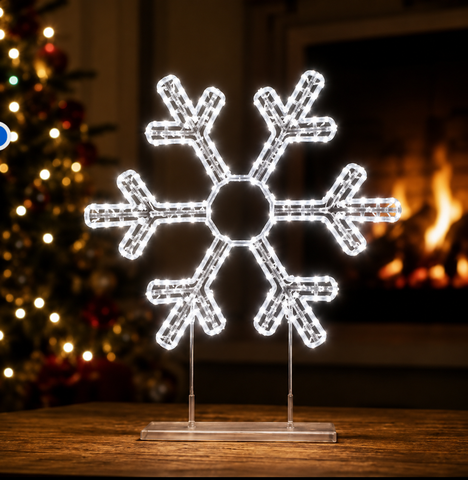 Premier Twinkling 720 LED White Snowflake Tabletop Decoration – 45cm