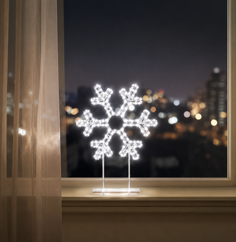 Premier Twinkling 720 LED White Snowflake Tabletop Decoration – 45cm