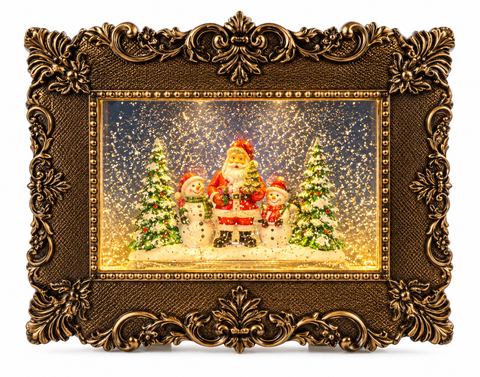 Shatchi Battery Operated USB 27 x 21cm Musical Water Lantern Frame Santa