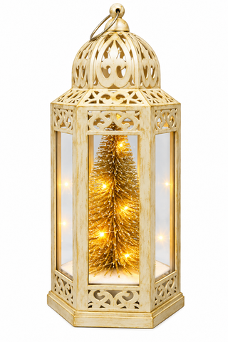 Shatchi Battery Operated Lantern with Tree – Three Assorted Designs