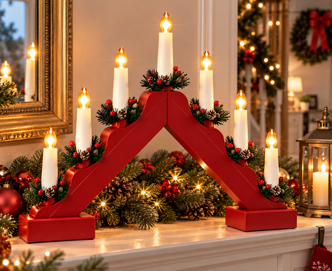 Shatchi Battery Operated Candle Bridge Red