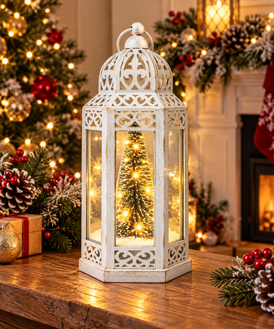Shatchi Battery Operated Lantern with Tree – Three Assorted Designs