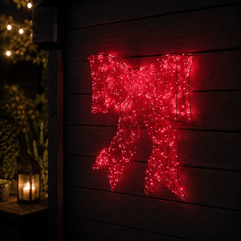 Three Kings Christmas Lit Decor 650 LED Red Galaxy Bow Christmas Decoration – 40cm