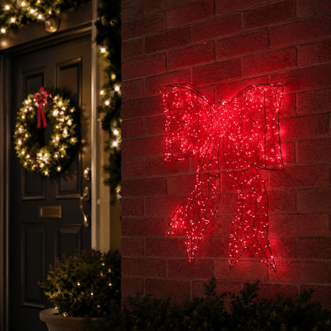 Three Kings Christmas Lit Decor 650 LED Red Galaxy Bow Christmas Decoration – 40cm