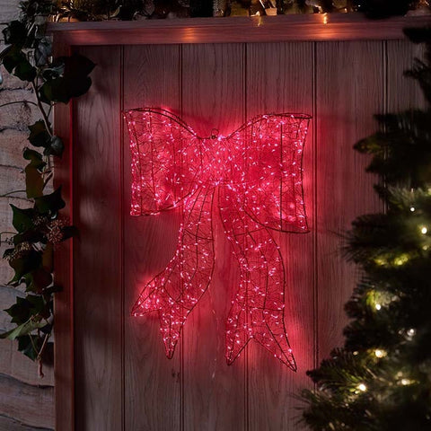Smart Garden Christmas Lit Decor 650 LED Red Galaxy Bow Decoration – 40cm