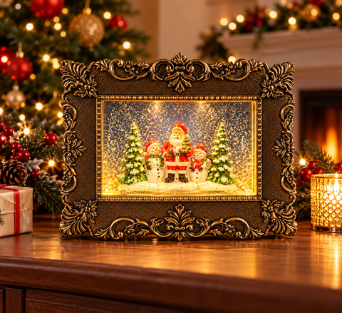 Shatchi Battery Operated USB 27 x 21cm Musical Water Lantern Frame Santa