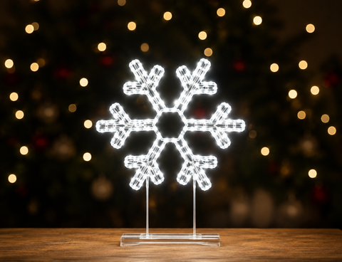 Premier Twinkling 720 LED White Snowflake Tabletop Decoration – 45cm