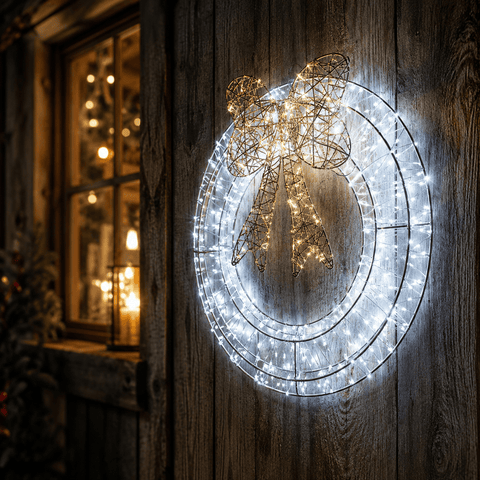 Three Kings Christmas Lit Wreath 960 LED Cool White Galaxy Wreath Christmas Decoration – 40cm