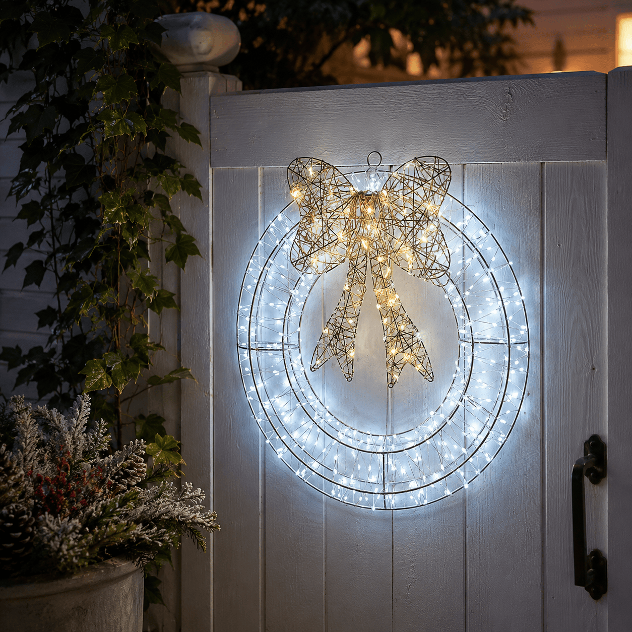 Three Kings Christmas Lit Wreath 960 LED Cool White Galaxy Wreath Christmas Decoration – 40cm