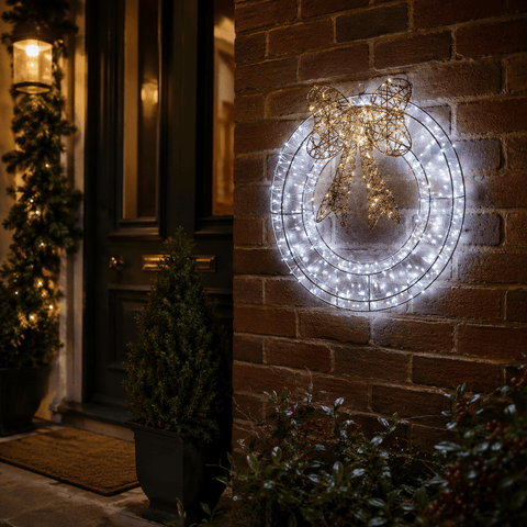 Three Kings Christmas Lit Wreath 960 LED Cool White Galaxy Wreath Christmas Decoration – 40cm