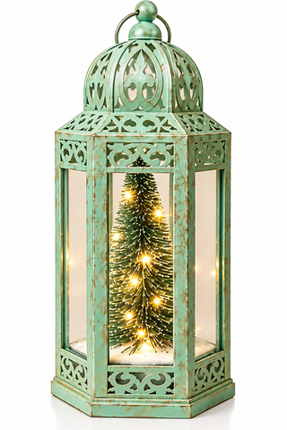 Shatchi Battery Operated Lantern with Tree – Three Assorted Designs