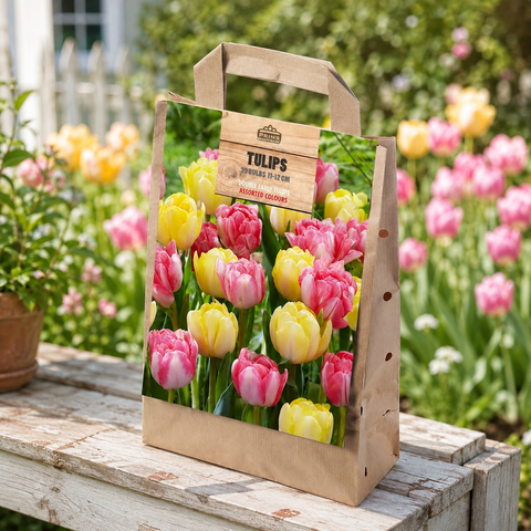 Prins Charming Double Early Yellow/Pink Tulip Bulbs – Gift Bag