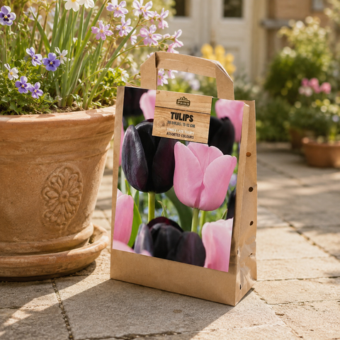 Prins Charming Triumph Black/Pink Tulip Bulbs – Gift Bag