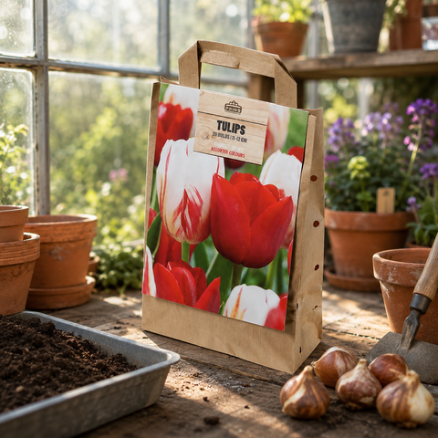 Prins Charming Triumph Red/White Tulip Bulbs – Gift Bag