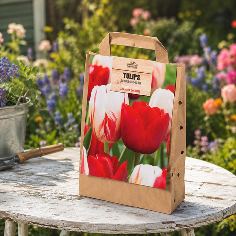 Prins Charming Triumph Red/White Tulip Bulbs – Gift Bag