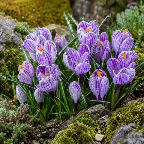 Prins Charming Vernus Striped Crocus Bulbs – 15pck