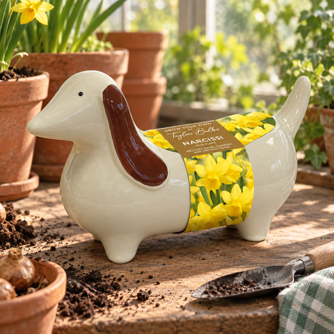 Taylors Bulbs Novelty Indoor Planter with Narcissus Tête-à-tête – 3 bulbs