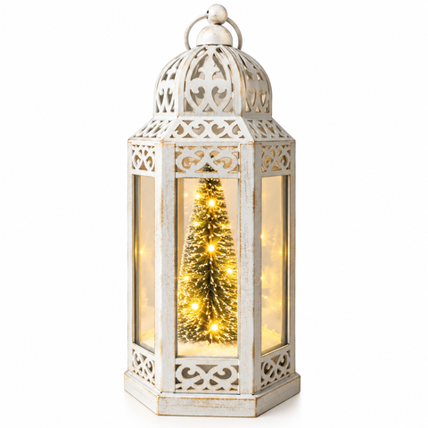 Shatchi Battery Operated Lantern with Tree – Three Assorted Designs