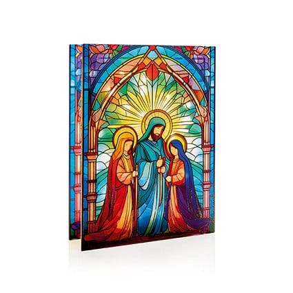 Premier Christmas stained Glass Tabletop Decor B/O Lit Nativity Scene Stained Glass Tabletop Decoration – 28 x 21cm