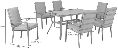 Trowell Garden Living Garden Furniture Set Bali 6 Seater Dining Garden Furniture Set with Parasol