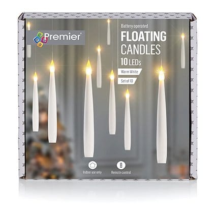 Premier Christmas Floating Candle Battery Operated Floating Candles with Remote – 10 Pack (15cm, White)