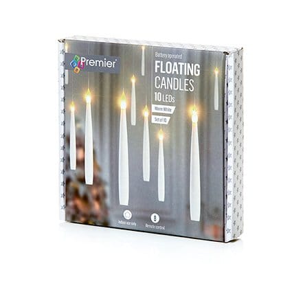 Premier Christmas Floating Candle Battery Operated Floating Candles with Remote – 10 Pack (15cm, White)