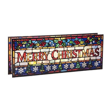 Premier Christmas stained Glass Tabletop Decor Battery Operated Lit Merry Christmas Stained Glass Tabletop Decoration – 40 x 15cm