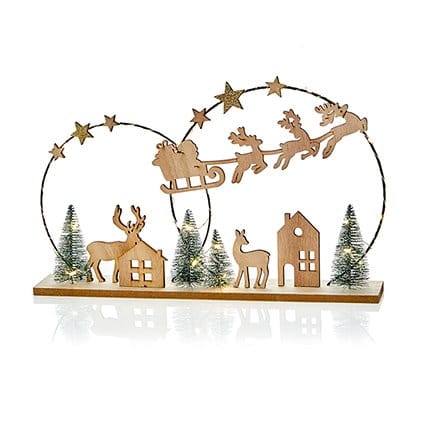 Premier Christmas scene Decoration Battery Operated Lit Metal Ring Christmas Scene Decoration – 40cm