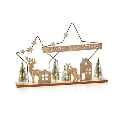 Premier Lit Christmas Scene Battery Operated Lit Metal Star Christmas Scene – 40cm