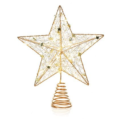 Premier Christmas Tree Topper Battery Operated Lit Pin Wire Wrap Christmas Tree Topper – 30cm