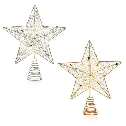 Premier Christmas Tree Topper Battery Operated Lit Pin Wire Wrap Christmas Tree Topper – 30cm
