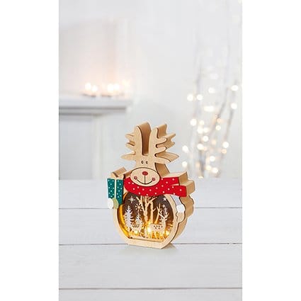Premier Lit Window Scene Decoration Battery Operated Lit Window Scene Decoration – 16cm (Santa & Reindeer Assorted)