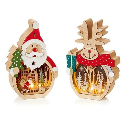 Premier Lit Window Scene Decoration Battery Operated Lit Window Scene Decoration – 16cm (Santa & Reindeer Assorted)
