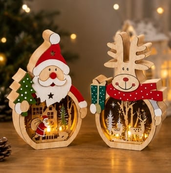 Premier Lit Window Scene Decoration Battery Operated Lit Window Scene Decoration – 16cm (Santa & Reindeer Assorted)