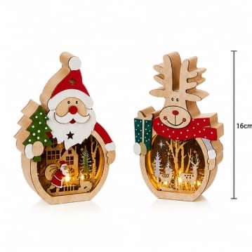 Premier Lit Window Scene Decoration Battery Operated Lit Window Scene Decoration – 16cm (Santa & Reindeer Assorted)