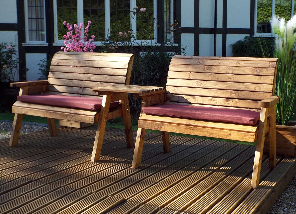 Charles Taylor HB115BB - Twin Bench Set Burgundy Cushion