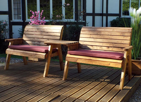 Charles Taylor HB115BB - Twin Bench Set Burgundy Cushion