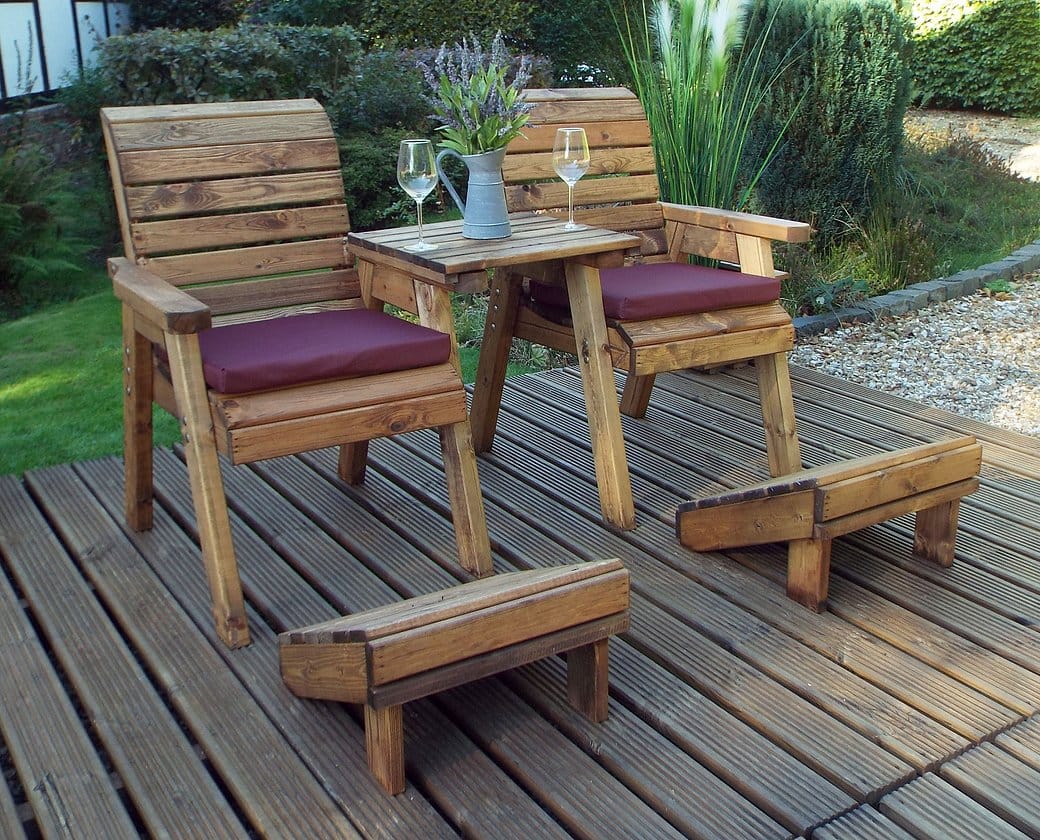 Charles Taylor HB118B - Deluxe Lounger Set - Straight - Burgundy Cushions