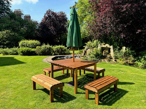 Charles Taylor HB285B - Knights Eight Seat Set Burgundy Parasol