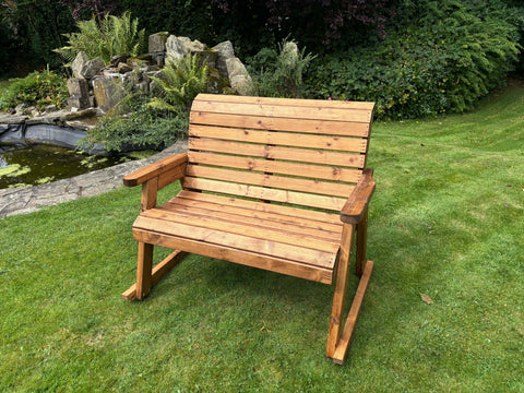 Charles Taylor HB86B - Two Seater Rocker Bench Burgundy Cushions