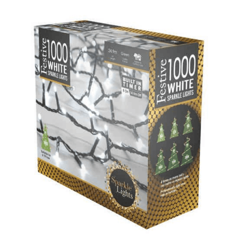 Festive String Lights Christmas DIMENSIONS Festive Sparkle String Lights Bright White 1000L