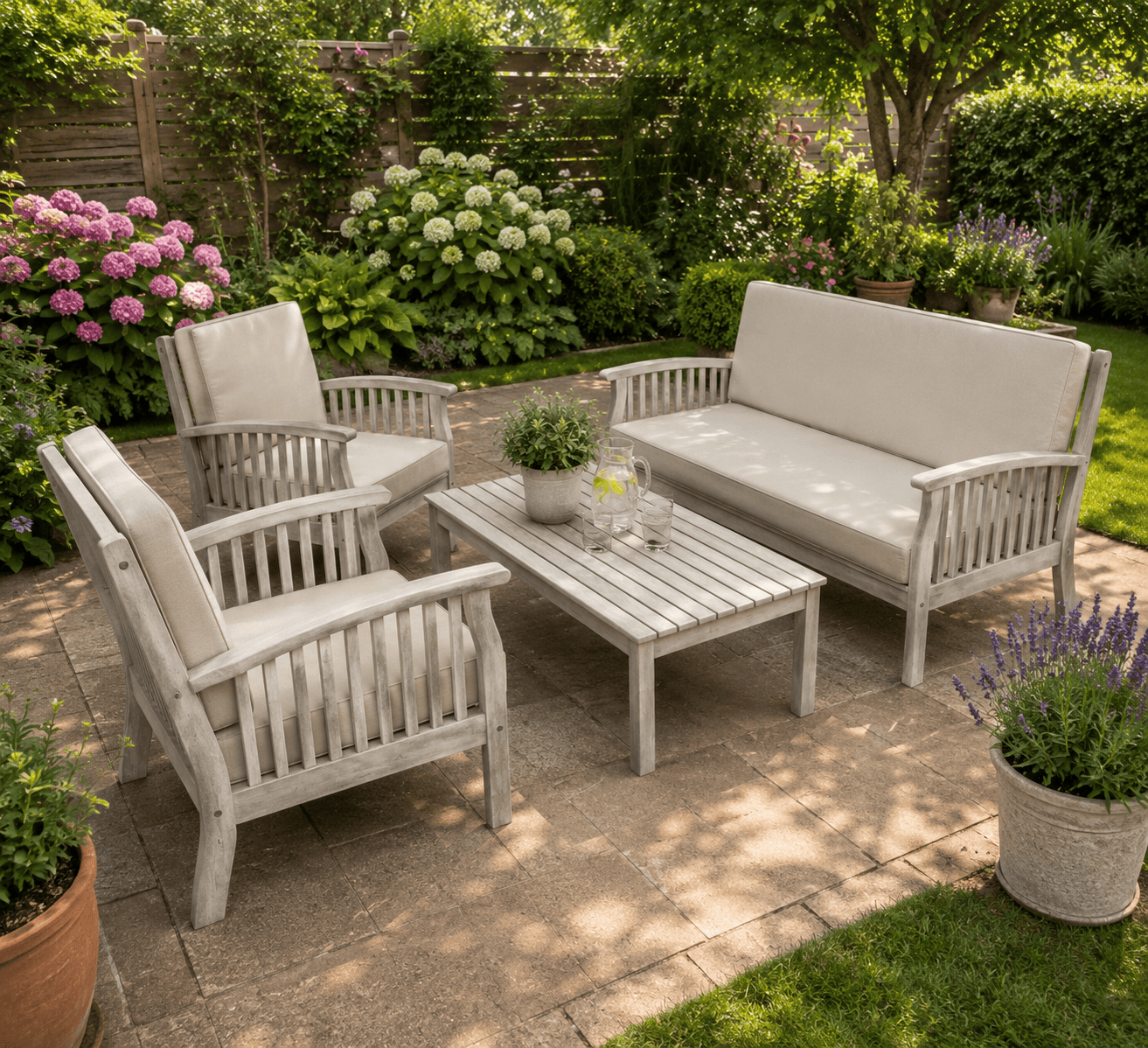 Woodlodge Garden Furniture Set Dorset 4 Seater Lounge Set Grey