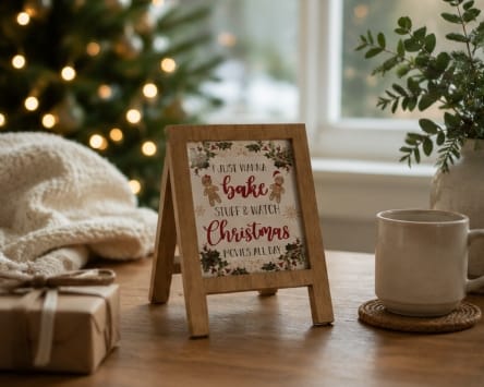 Festive wooden Christmas models and scenes Double Sided Wooden Gingerbread Standing Board – 20cm