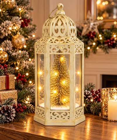 Shatchi Battery Operated Lantern with Tree – Three Assorted Designs