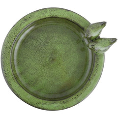 Fallen Fruits Bird Feeders Fallen Fruits Ceramic Bird Bath On Pedestal - Green